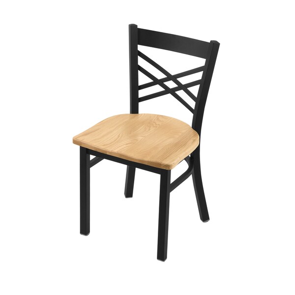 620 Catalina 18" Chair with Black Wrinkle Finish and Natural Oak Seat